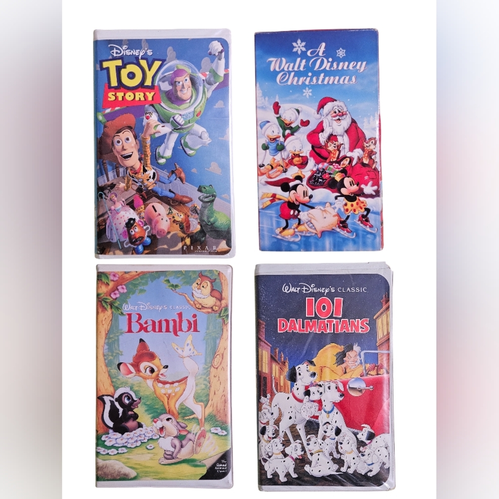 Vintage Lot 4 Walt Disney Christmas, Toy Story, 101 Dalmatians, Bambi VHS Movies